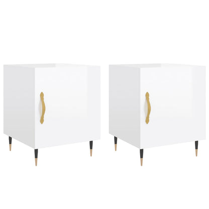 vidaXL Tables de chevet 2 pcs Blanc brillant 40x40x50 cm Bois d'ingénierie