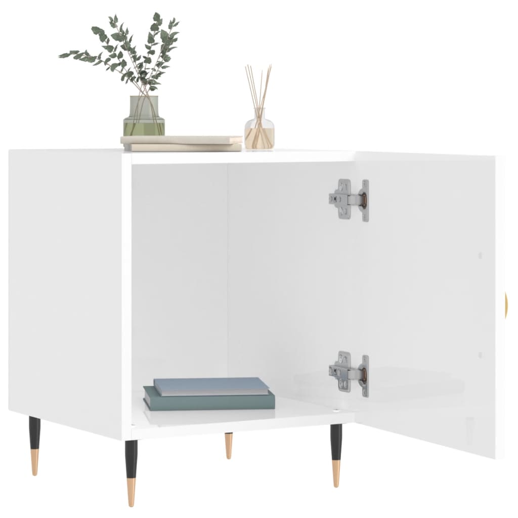 vidaXL Tables de chevet 2 pcs Blanc brillant 40x40x50 cm Bois d'ingénierie