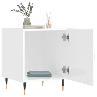vidaXL Tables de chevet 2 pcs Blanc brillant 40x40x50 cm Bois d'ingénierie