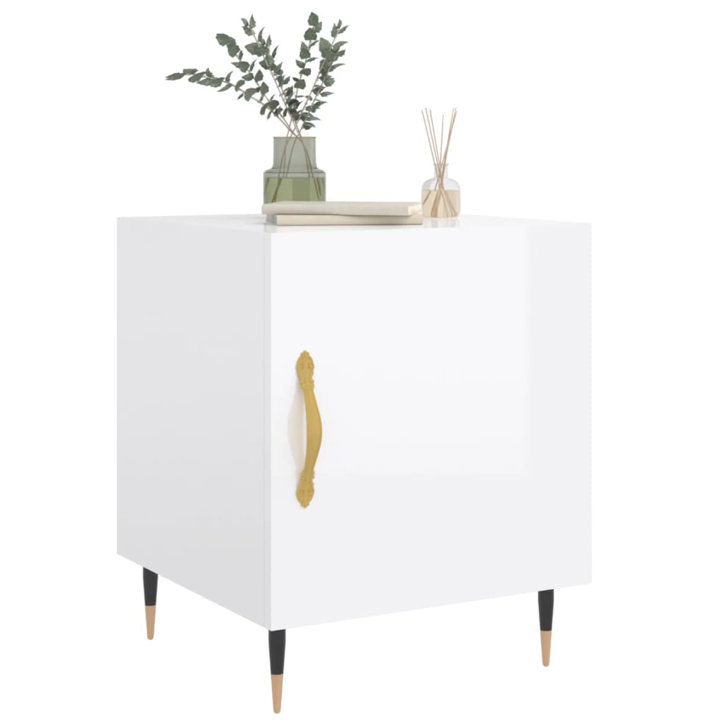 vidaXL Tables de chevet 2 pcs Blanc brillant 40x40x50 cm Bois d'ingénierie