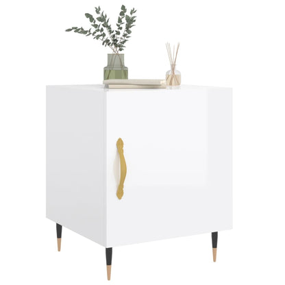 vidaXL Tables de chevet 2 pcs Blanc brillant 40x40x50 cm Bois d'ingénierie
