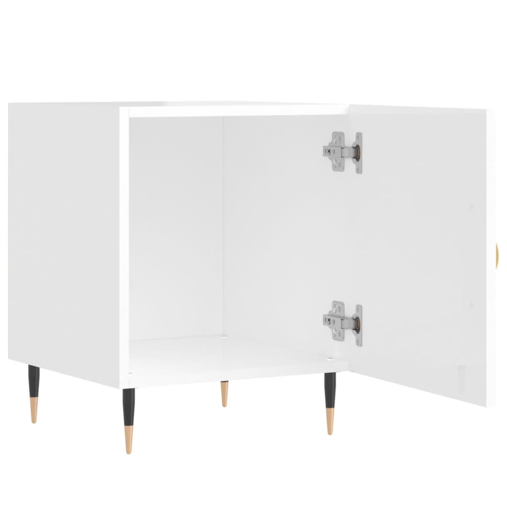 vidaXL Tables de chevet 2 pcs Blanc brillant 40x40x50 cm Bois d'ingénierie