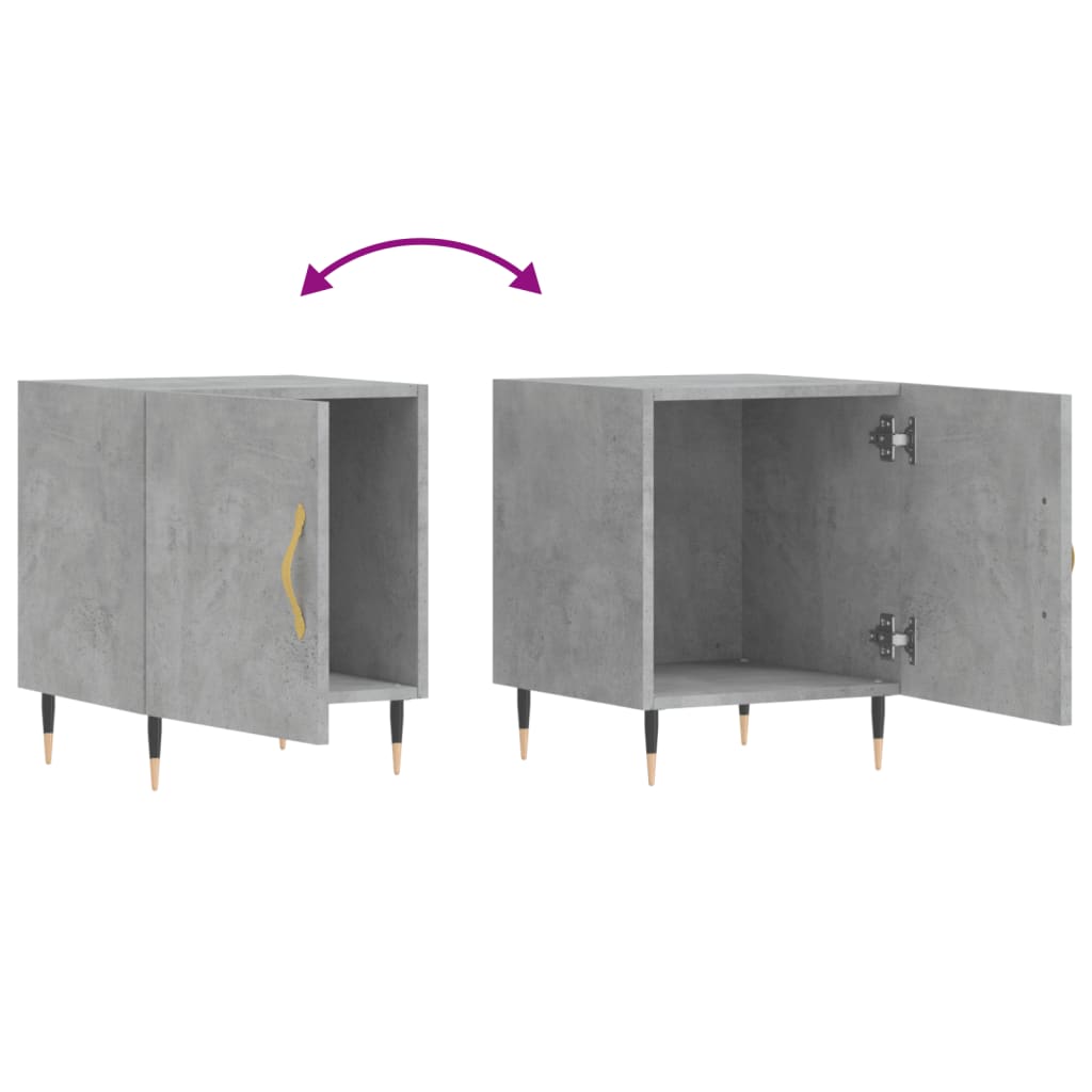 vidaXL Tables de chevet 2 pcs Gris béton 40x40x50 cm Bois d'ingénierie