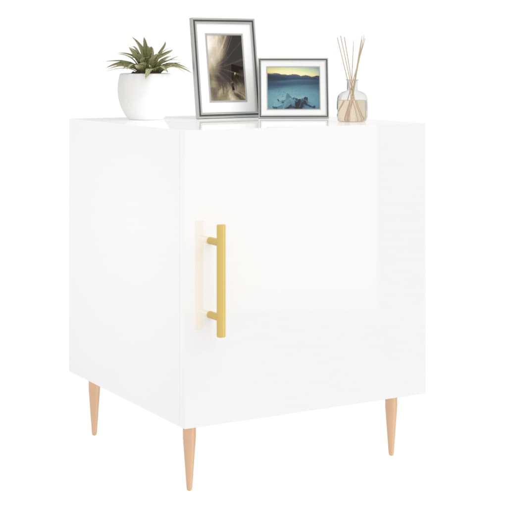 vidaXL Nachttische 2 Stk. Hochglanz-Weiß 40x40x50 cm Holzwerkstoff