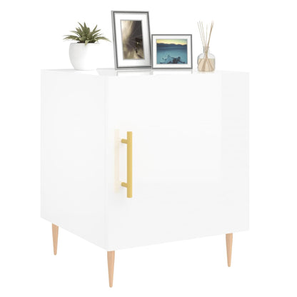 vidaXL Nachttische 2 Stk. Hochglanz-Weiß 40x40x50 cm Holzwerkstoff