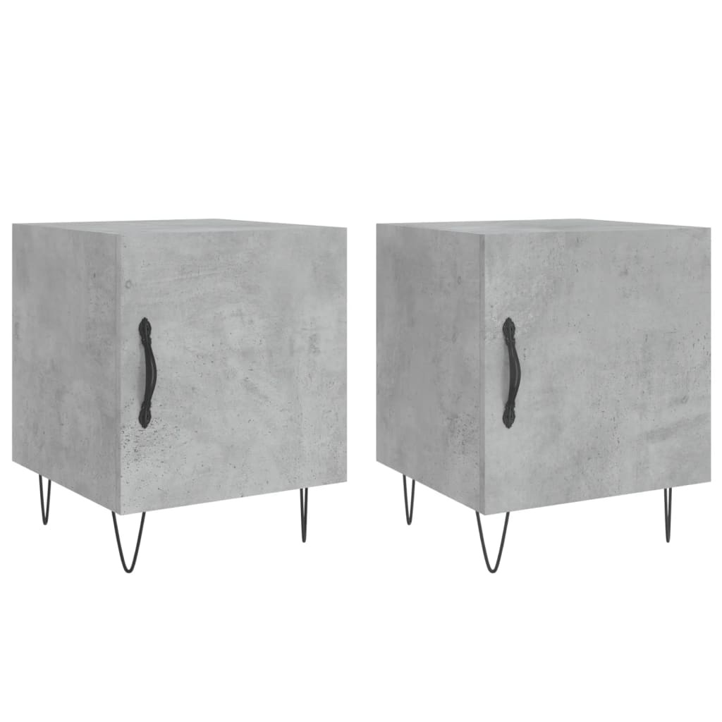 vidaXL Tables de chevet 2 pcs Gris béton 40x40x50 cm Bois d'ingénierie