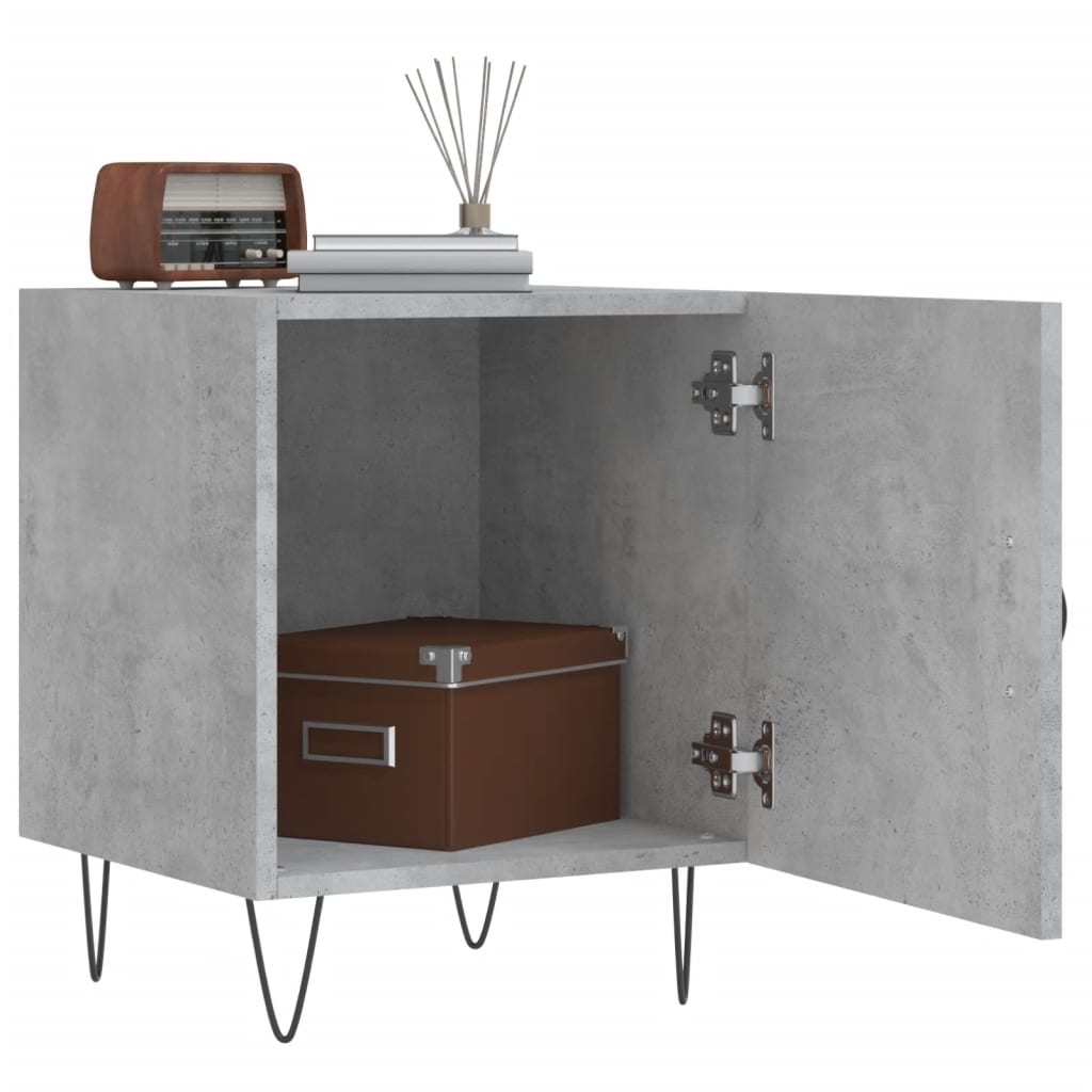 vidaXL Tables de chevet 2 pcs Gris béton 40x40x50 cm Bois d'ingénierie