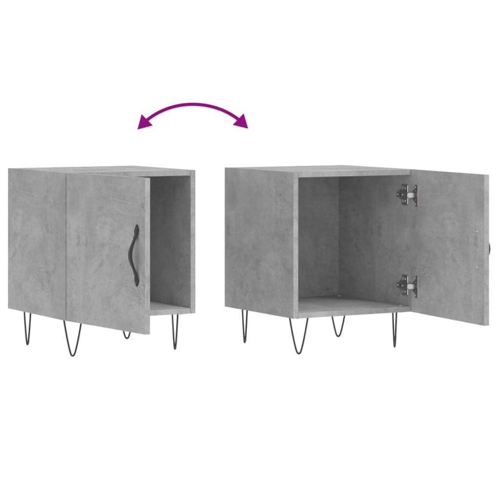 vidaXL Tables de chevet 2 pcs Gris béton 40x40x50 cm Bois d'ingénierie