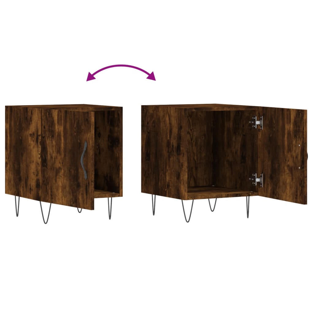 vidaXL Tables de chevet 2 pcs Chêne fumé 40x40x50 cm Bois d'ingénierie