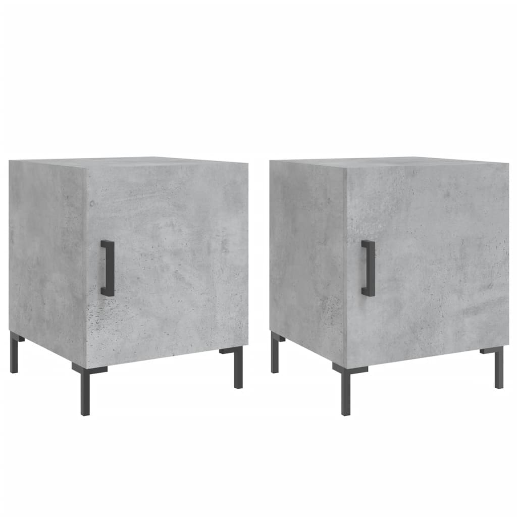 vidaXL Tables de chevet 2 pcs Gris béton 40x40x50 cm Bois d'ingénierie