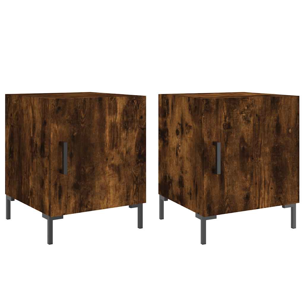 vidaXL Tables de chevet 2 pcs Chêne fumé 40x40x50 cm Bois d'ingénierie