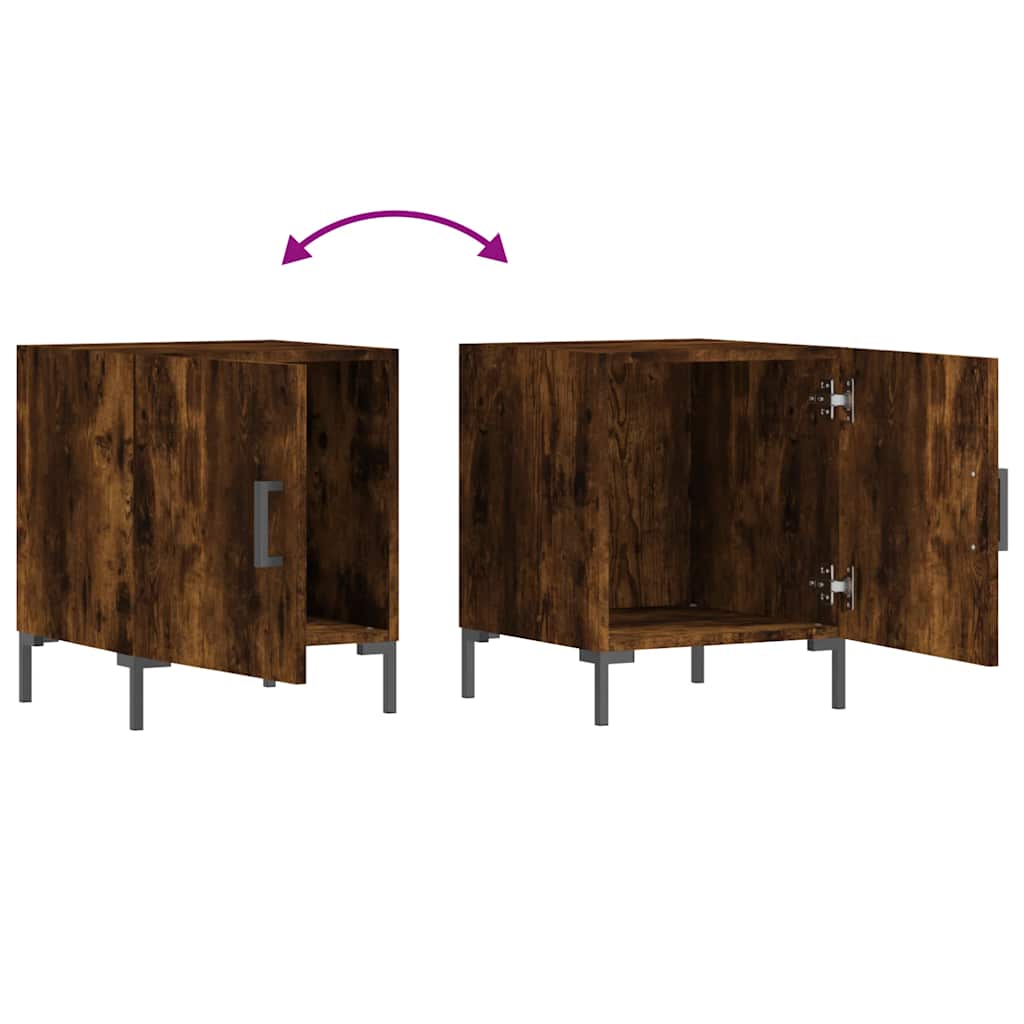 vidaXL Tables de chevet 2 pcs Chêne fumé 40x40x50 cm Bois d'ingénierie