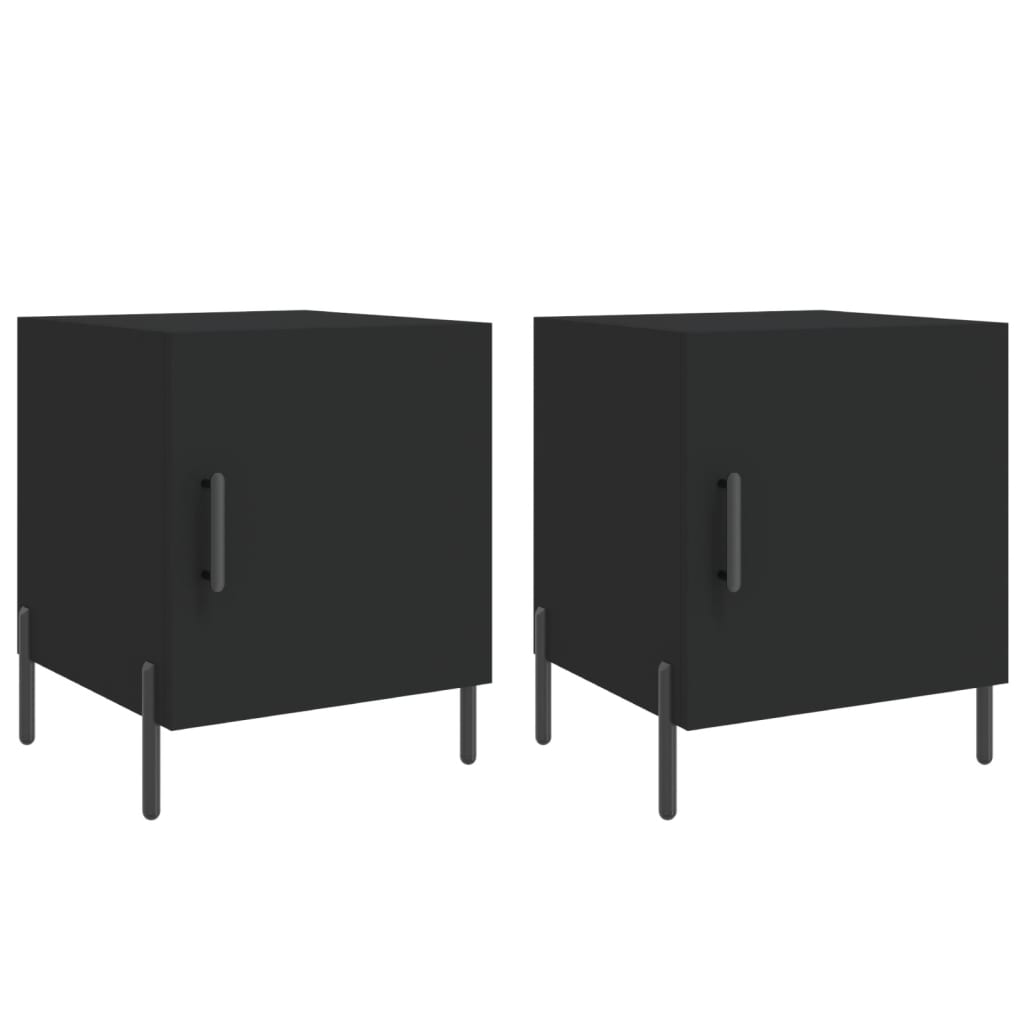 vidaXL Tables de chevet 2 pcs Noir 40x40x50 cm Bois d'ingénierie