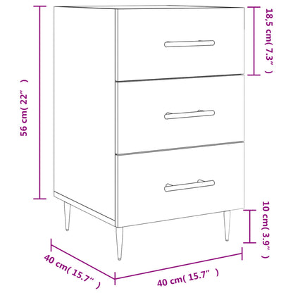 vidaXL Table de chevet gris béton 40x40x66 cm Bois d'ingénierie