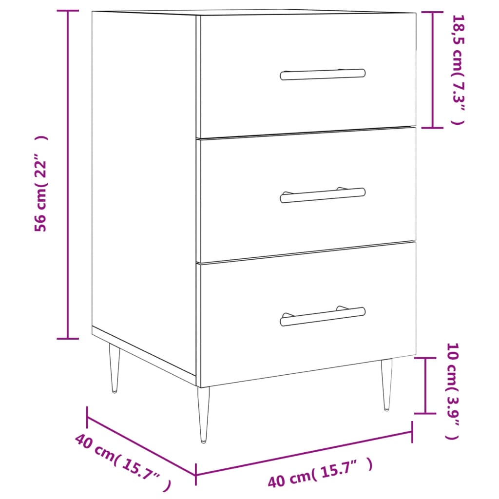 vidaXL Table de chevet chêne fumé 40x40x66 cm bois d'ingénierie