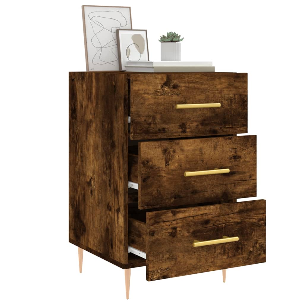 vidaXL Table de chevet chêne fumé 40x40x66 cm bois d'ingénierie