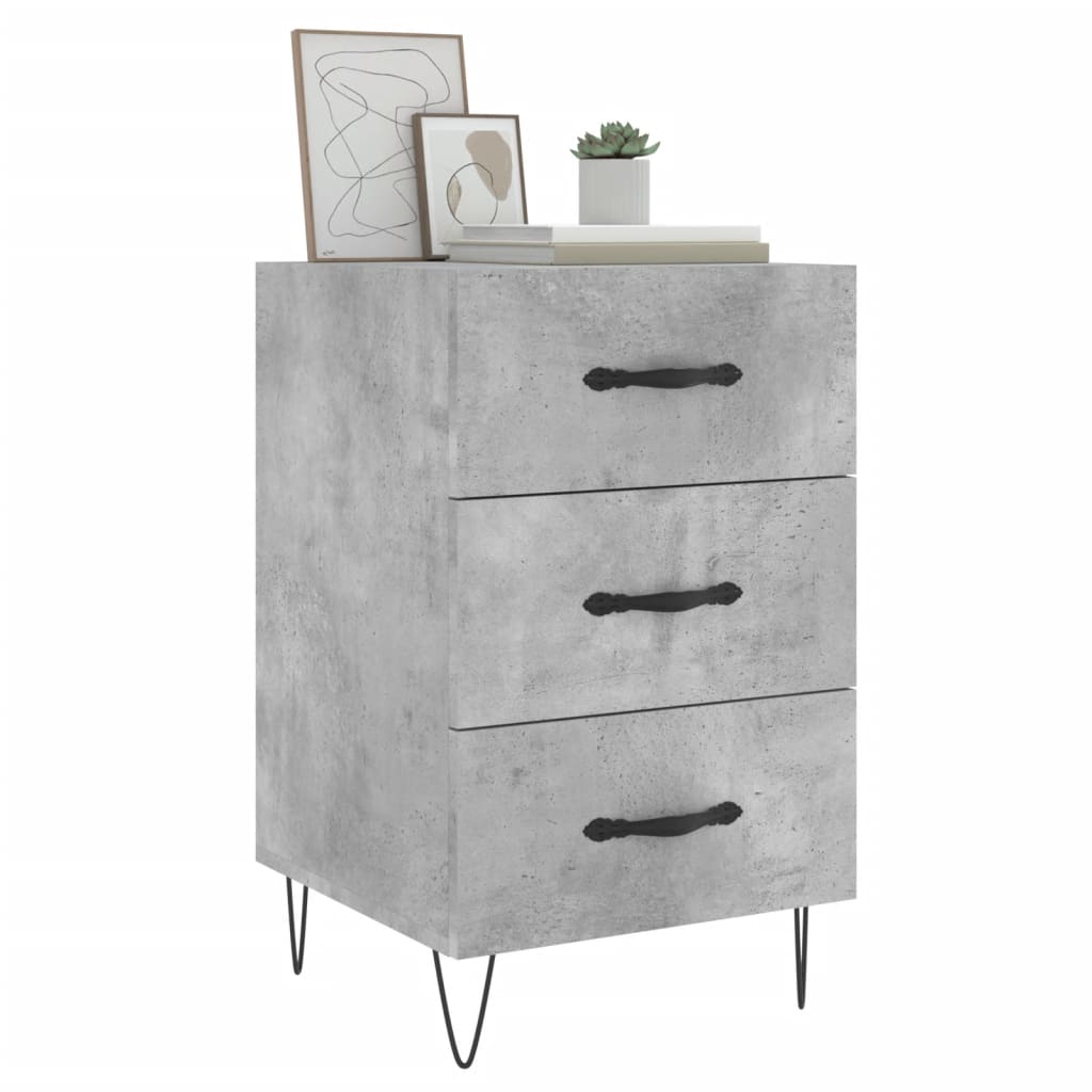 vidaXL Table de chevet gris béton 40x40x66 cm Bois d'ingénierie