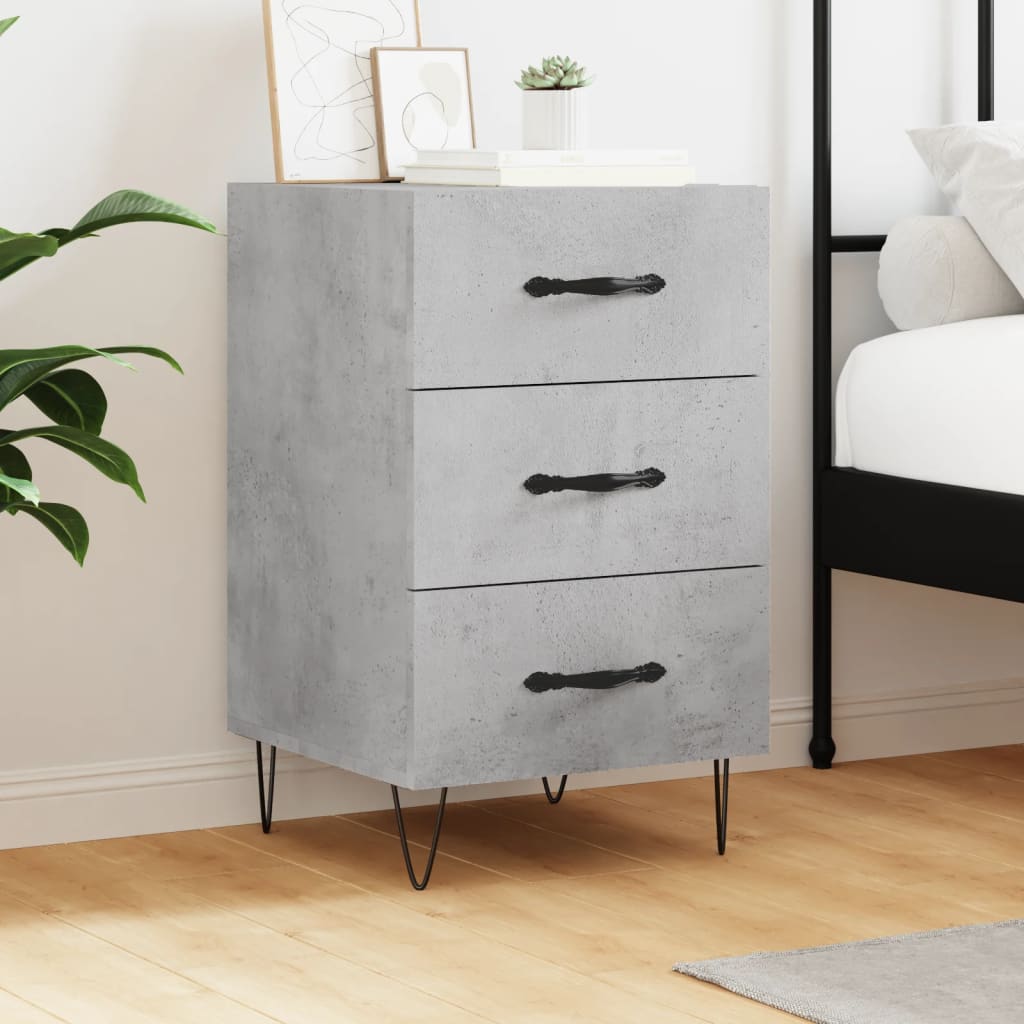 vidaXL Table de chevet gris béton 40x40x66 cm Bois d'ingénierie
