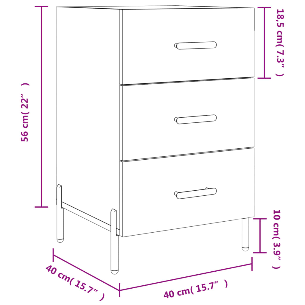 vidaXL Nachttisch Betongrau 40x40x66 cm Holzwerkstoff