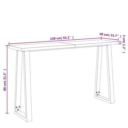 vidaXL Console en bois d'acacia massif bord vif 140x40x80 cm