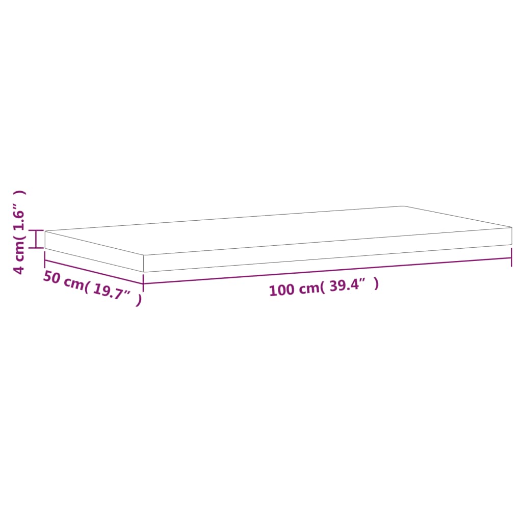 vidaXL Tischplatte 100x50x4 cm Rechteckig Massivholz Buche