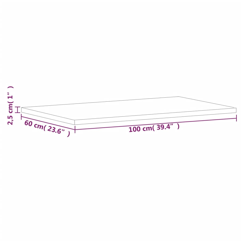vidaXL Tischplatte 100x60x2,5 cm Rechteckig Massivholz Buche