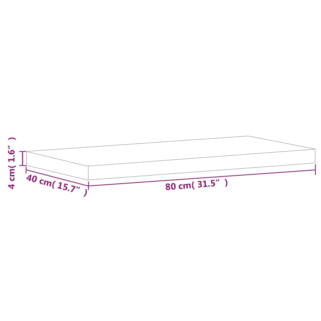 vidaXL Tischplatte 80x40x4 cm Rechteckig Massivholz Buche