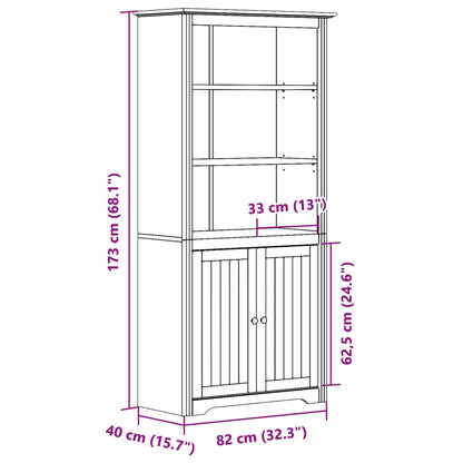 vidaXL Bücherregal BODO Weiß und Braun 82x40x173 cm Massivholz Kiefer