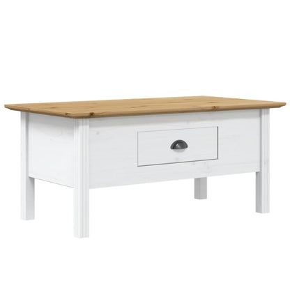 vidaXL Table basse BODO blanc et marron 100x55x46 cm pin massif