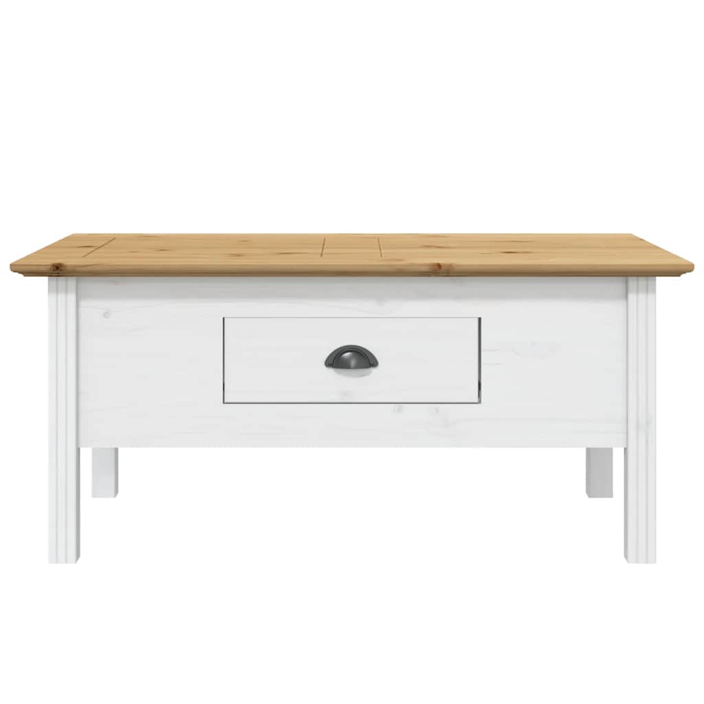 vidaXL Table basse BODO blanc et marron 100x55x46 cm pin massif
