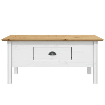 vidaXL Table basse BODO blanc et marron 100x55x46 cm pin massif