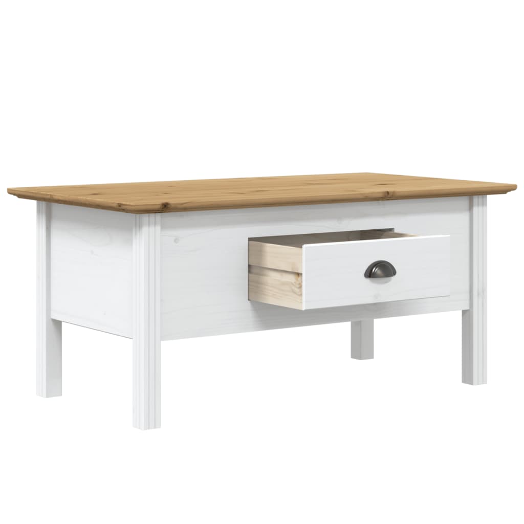 vidaXL Table basse BODO blanc et marron 100x55x46 cm pin massif