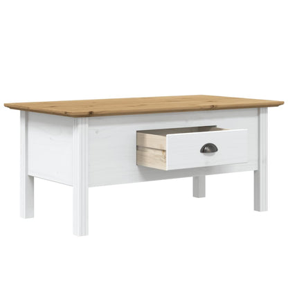 vidaXL Table basse BODO blanc et marron 100x55x46 cm pin massif