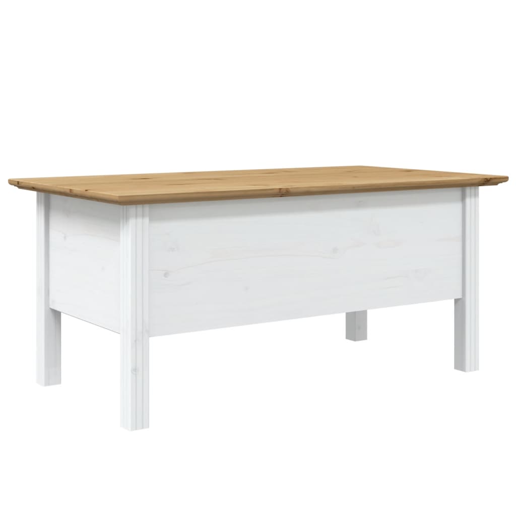 vidaXL Table basse BODO blanc et marron 100x55x46 cm pin massif