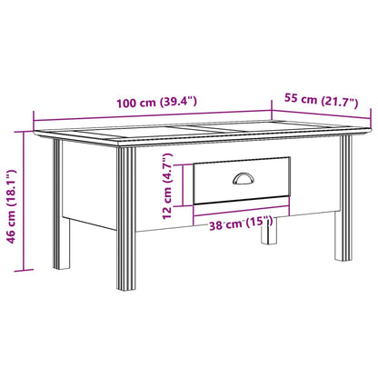 vidaXL Table basse BODO blanc et marron 100x55x46 cm pin massif