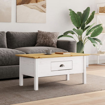 vidaXL Table basse BODO blanc et marron 100x55x46 cm pin massif