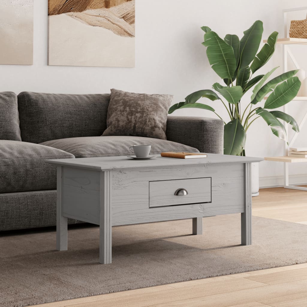 vidaXL Table basse BODO gris 100x55x46 cm en bois de pin massif