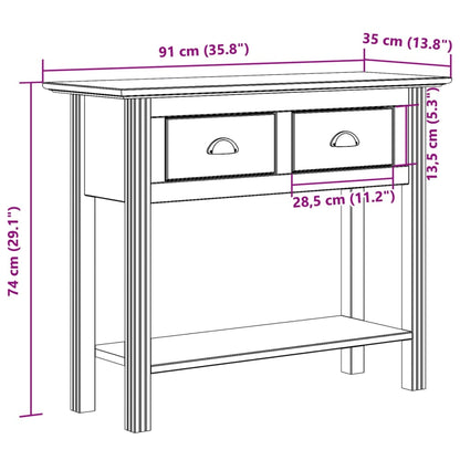 vidaXL Table console BODO marron 91x35x74 cm en pin massif