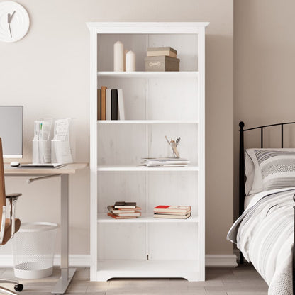 vidaXL Bücherregal 5 Fächer BODO Weiß 82x40x173 cm Massivholz Kiefer