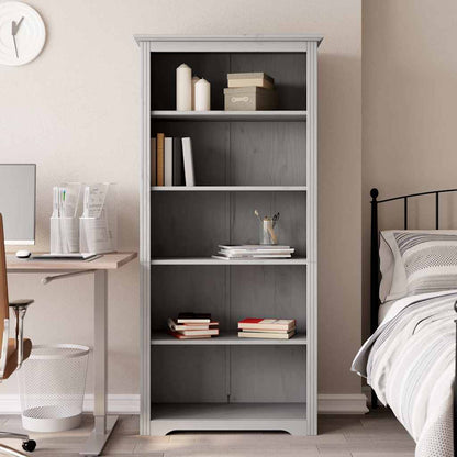 vidaXL Bücherregal 5 Fächer BODO Grau 82x40x173 cm Massivholz Kiefer