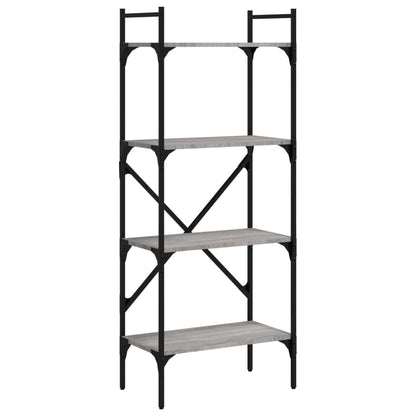 vidaXL Bücherregal 4 Fächer Grau Sonoma 56x31,5x138,5 cm Holzwerkstoff
