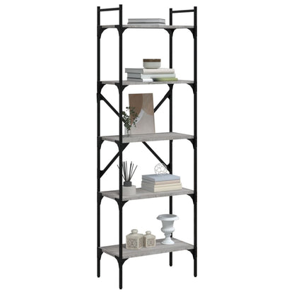 vidaXL Bücherregal 5 Fächer Grau Sonoma 56x31,5x174 cm Holzwerkstoff