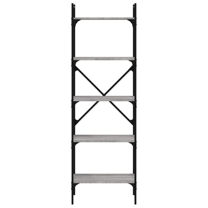 vidaXL Bücherregal 5 Fächer Grau Sonoma 56x31,5x174 cm Holzwerkstoff