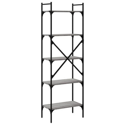 vidaXL Bücherregal 5 Fächer Grau Sonoma 56x31,5x174 cm Holzwerkstoff