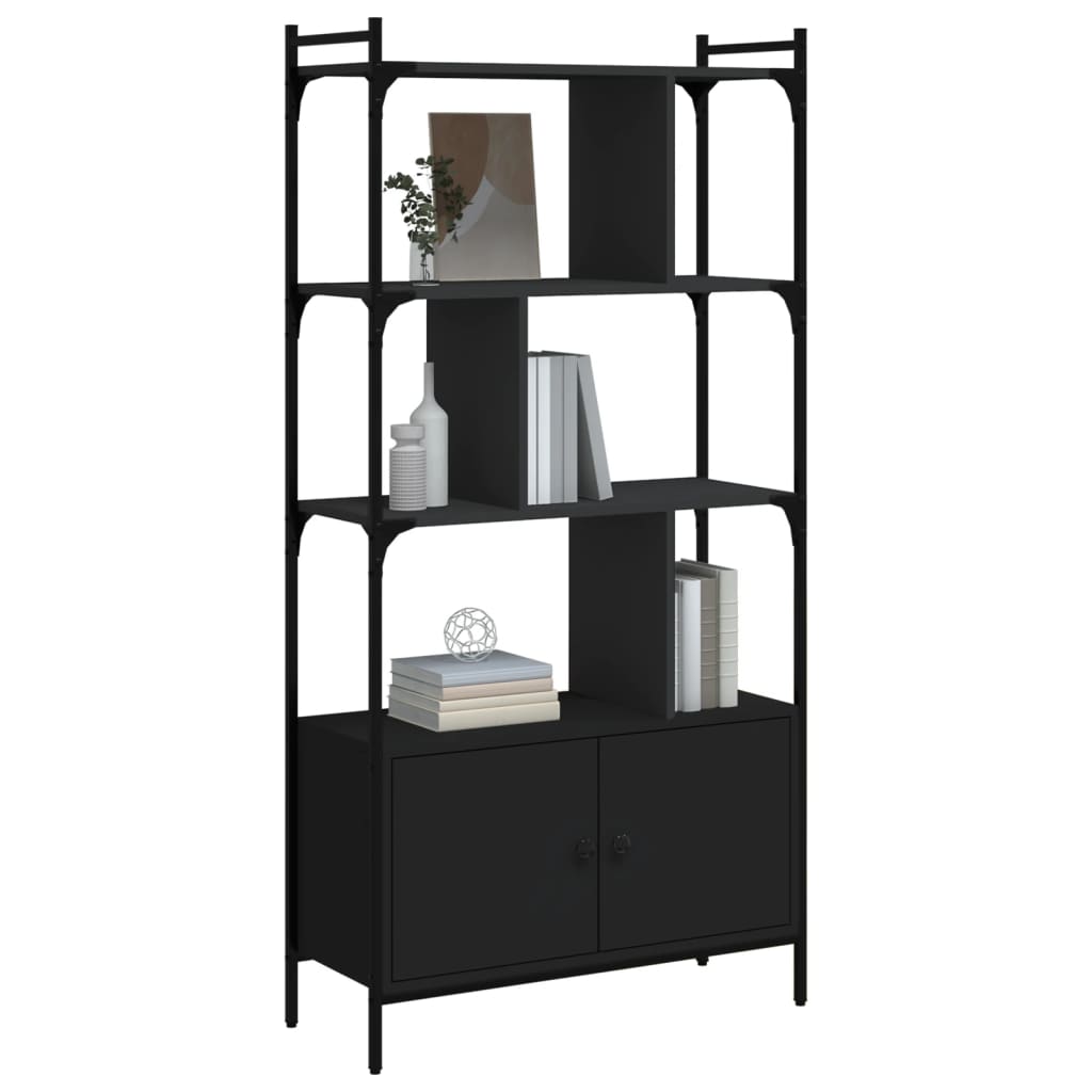 vidaXL Bibliothèque avec portes Noir 76,5x30x154,5 cm Bois d'ingénierie