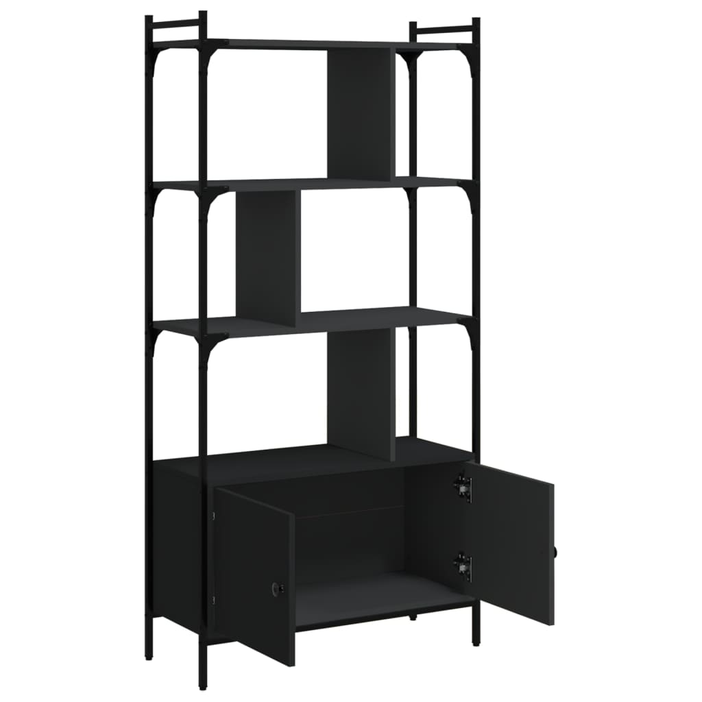 vidaXL Bibliothèque avec portes Noir 76,5x30x154,5 cm Bois d'ingénierie
