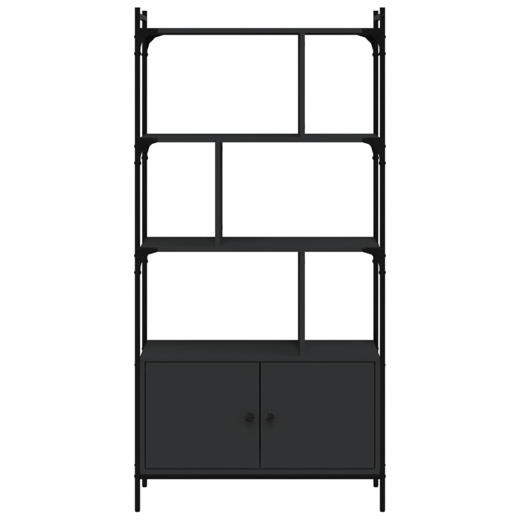 vidaXL Bibliothèque avec portes Noir 76,5x30x154,5 cm Bois d'ingénierie