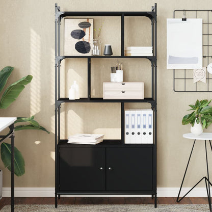 vidaXL Bibliothèque avec portes Noir 76,5x30x154,5 cm Bois d'ingénierie