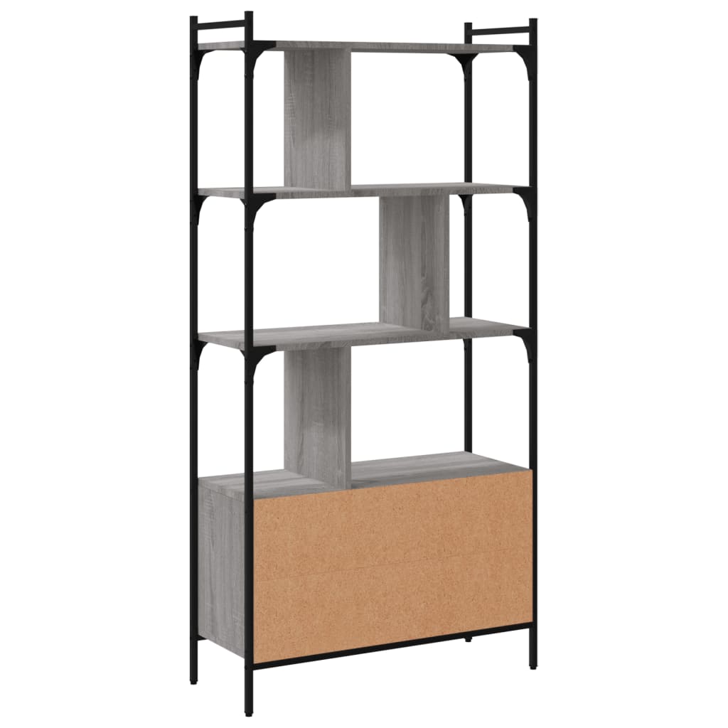 vidaXL Bücherregal mit Türen Grau Sonoma 76,5x30x154,5cm Holzwerkstoff