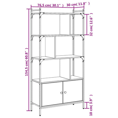 vidaXL Bücherregal mit Türen Grau Sonoma 76,5x30x154,5cm Holzwerkstoff